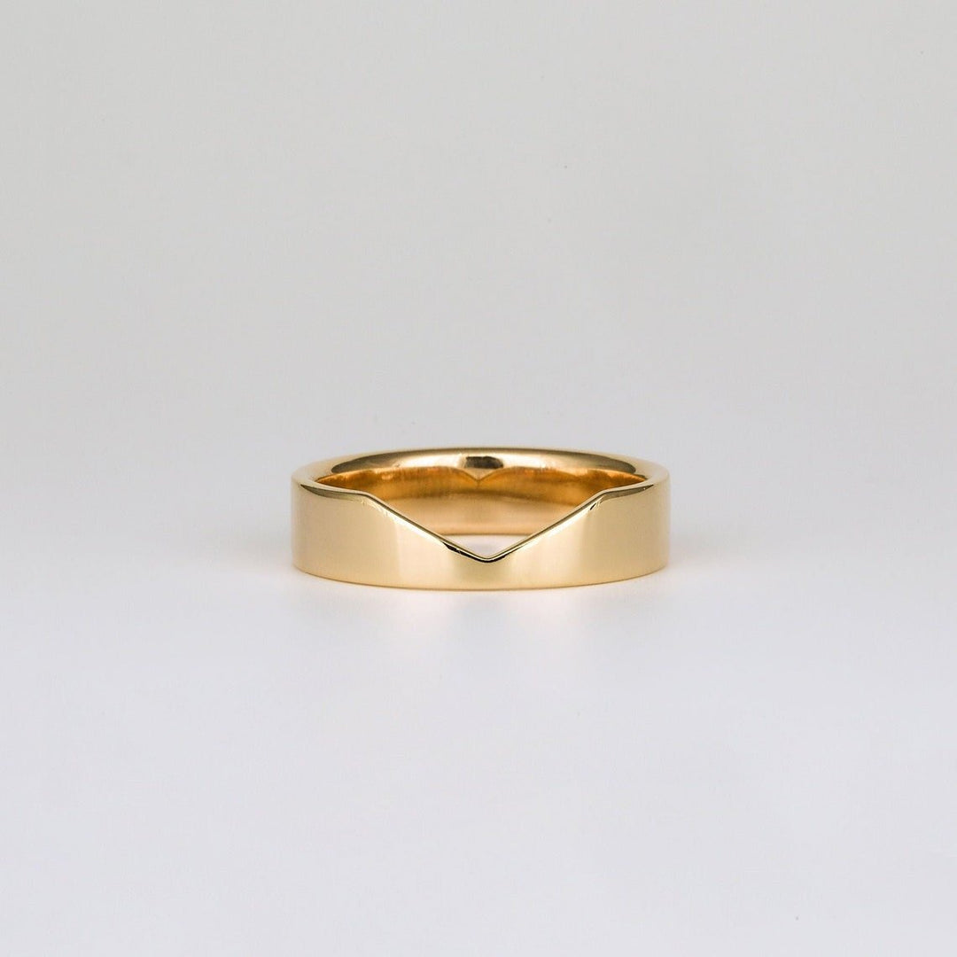14k Solid Gold Unique Deep Curve Chevron Wedding Band - Doozy Diamonds