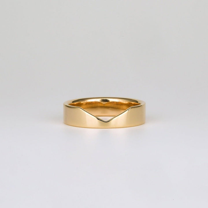 14k Solid Gold Unique Deep Curve Chevron Wedding Band - Doozy Diamonds