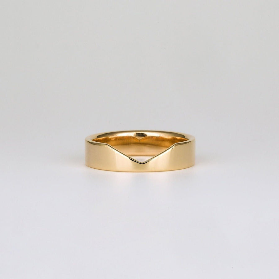 14k Solid Gold Unique Deep Curve Chevron Wedding Band - Doozy Diamonds