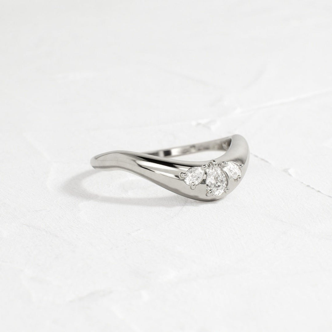 Pear diamond wedding band in white gold