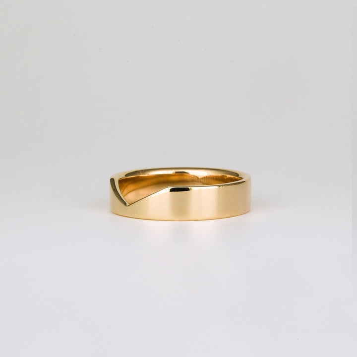 14k Solid Gold Unique Deep Curve Chevron Wedding Band - Doozy Diamonds