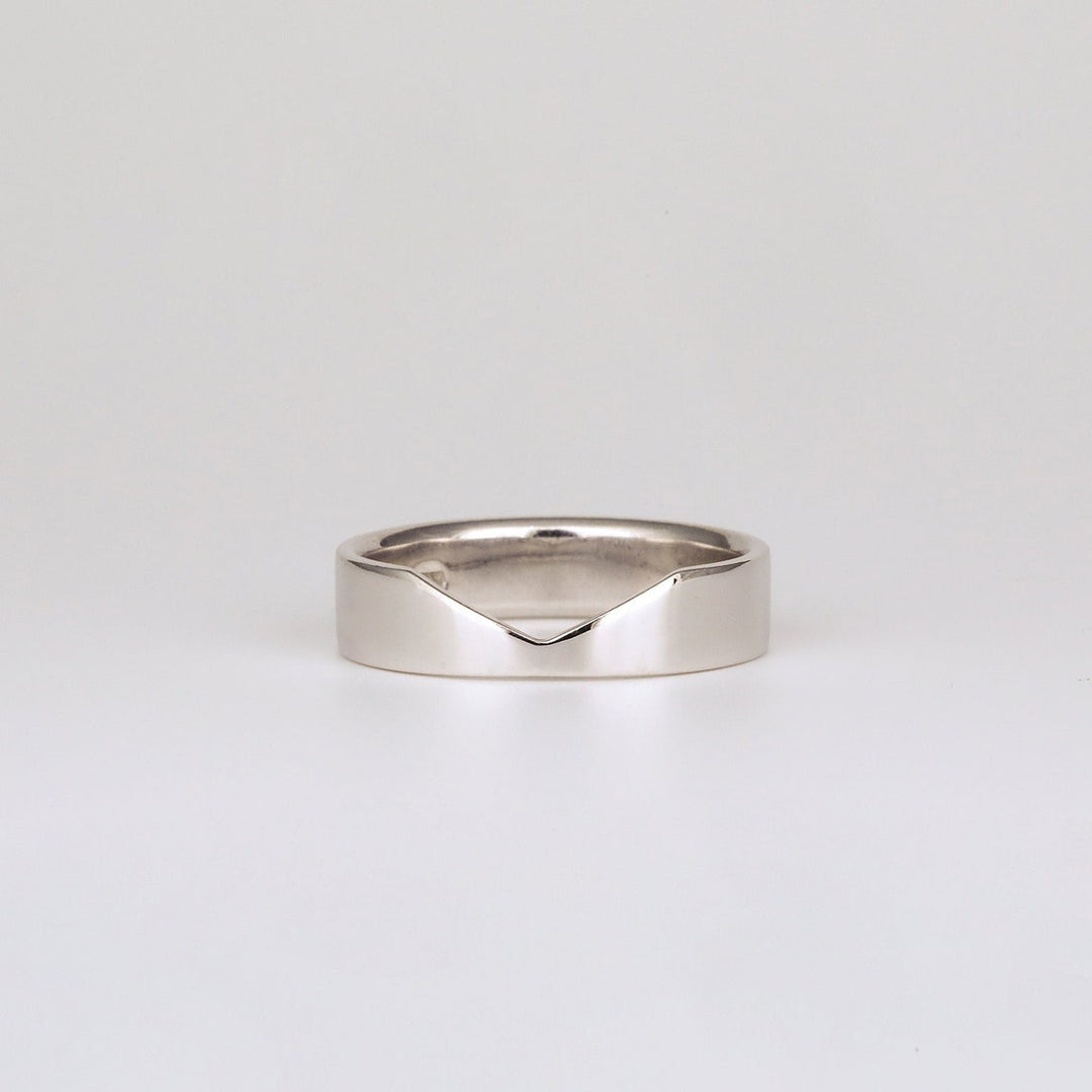 14k Solid Gold Unique Deep Curve Chevron Wedding Band - Doozy Diamonds