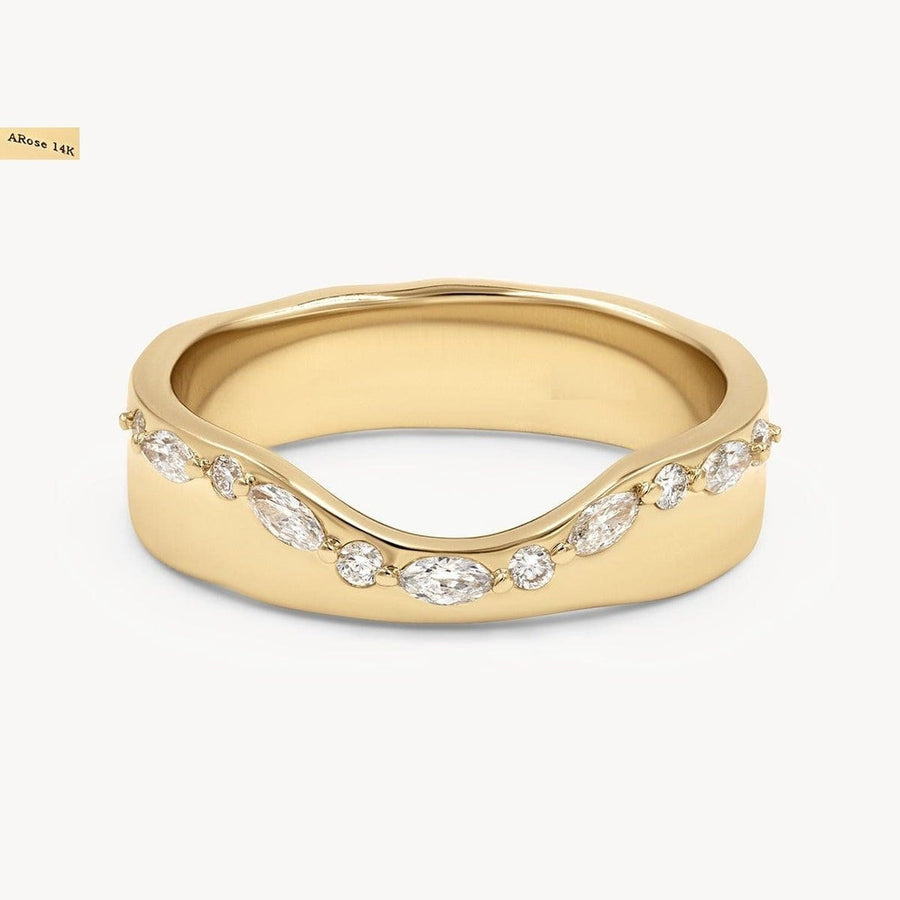 Round round diamond wedding band front view