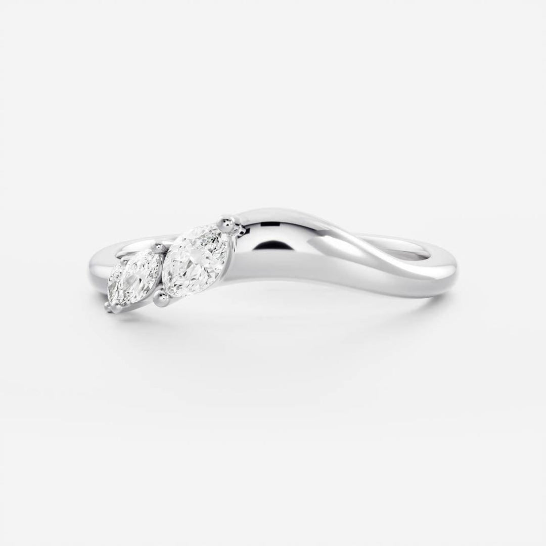 Marquise diamond band stacked with engagement ring