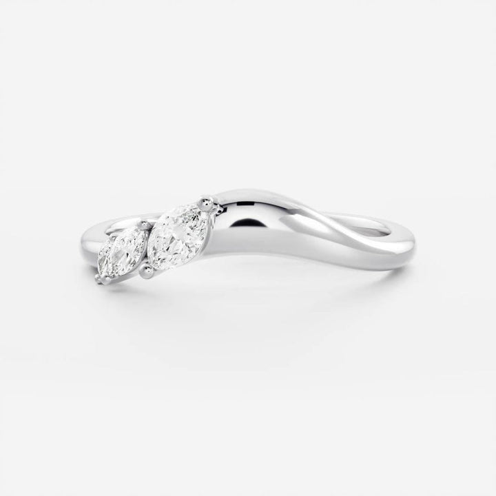 Marquise diamond band stacked with engagement ring