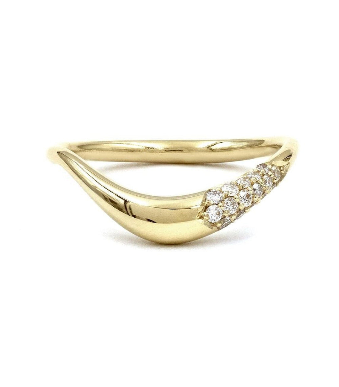 Round round diamond wedding band front view