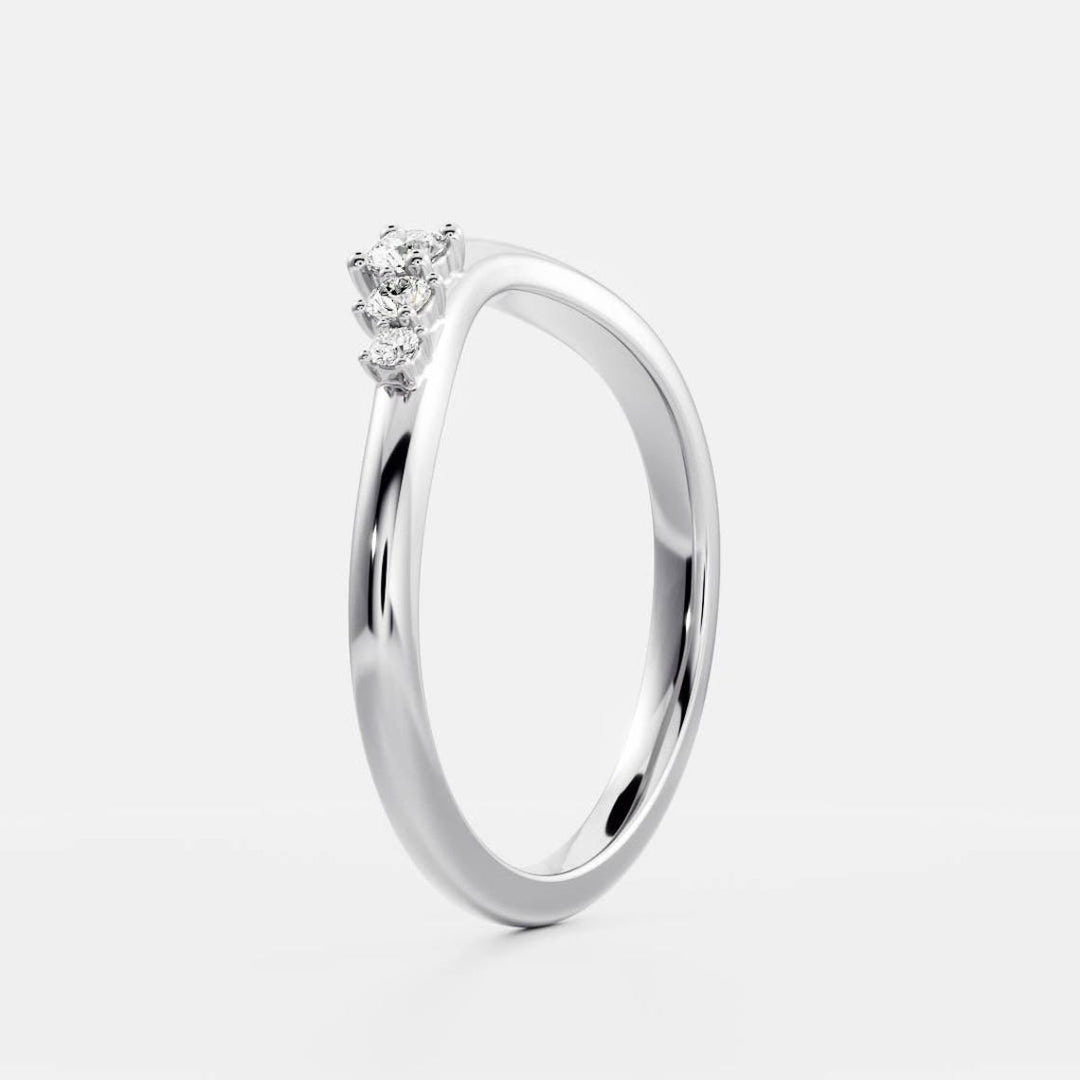 Round diamond wedding band in white gold