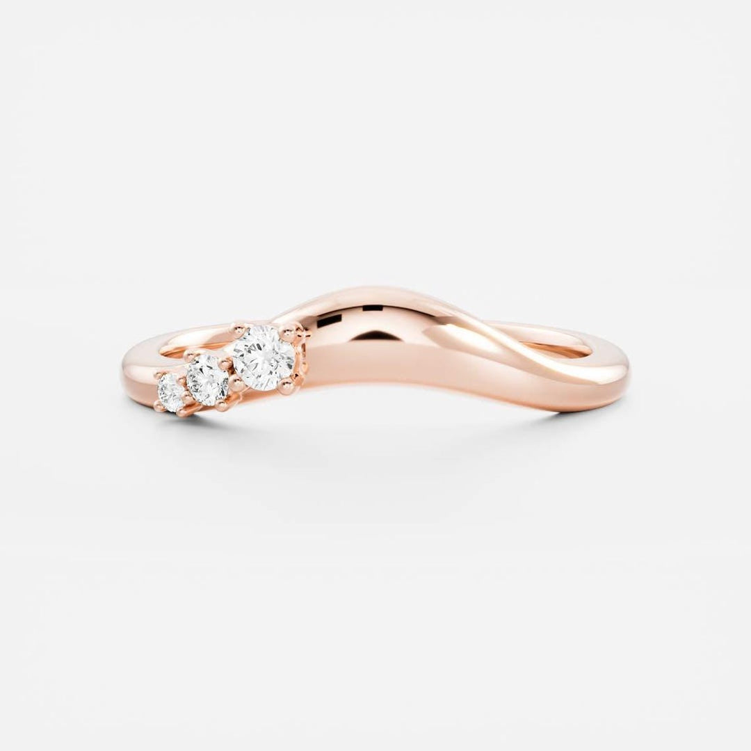 Round diamond band stacked with engagement ring