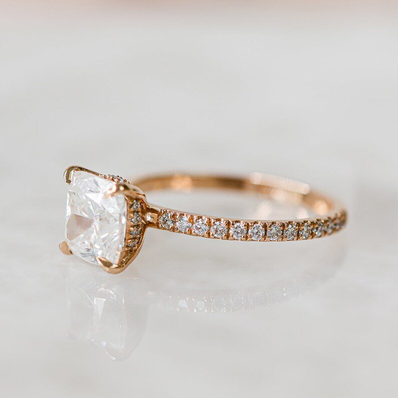 Shop cushion cut solitaire lab grown diamond engagement ring online