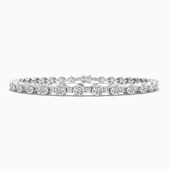 Bezel Set Round Cut Lab-Grown Diamond Tennis Bracelet For Women