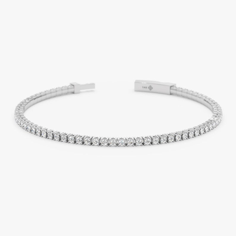 Round Cut Diamond Tennis Bangle Bracelet for Halloween Gift - Doozy Diamonds