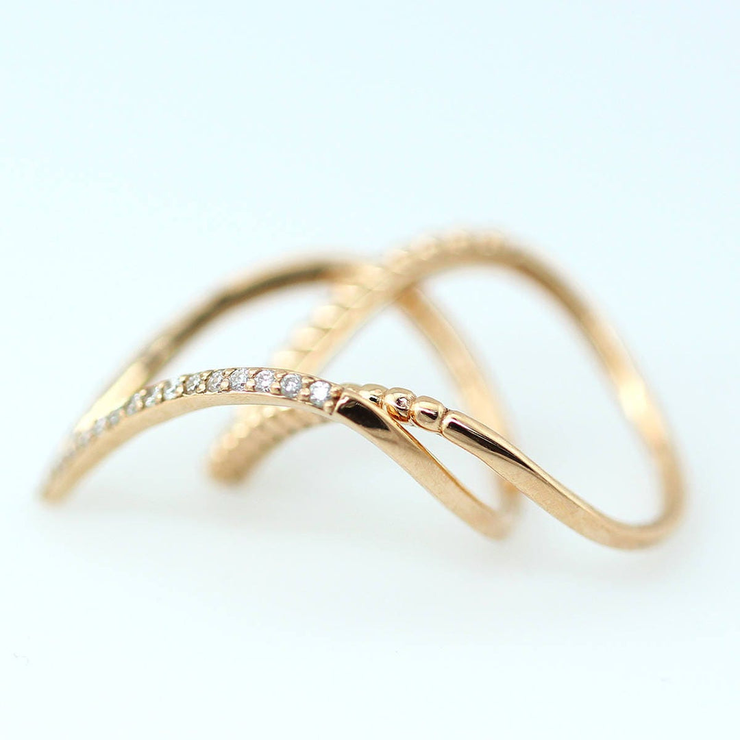 0.15CT Round V Shaped lab grown diamonds Wedding Band With Matching V Ball Shaped Band - Doozy Diamonds