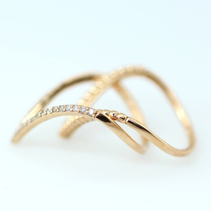 0.15CT Round V Shaped lab grown diamonds Wedding Band With Matching V Ball Shaped Band - Doozy Diamonds