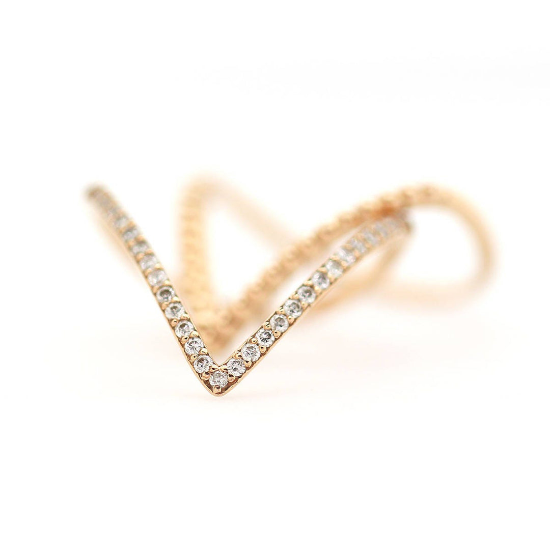 0.15CT Round V Shaped lab grown diamonds Wedding Band With Matching V Ball Shaped Band - Doozy Diamonds
