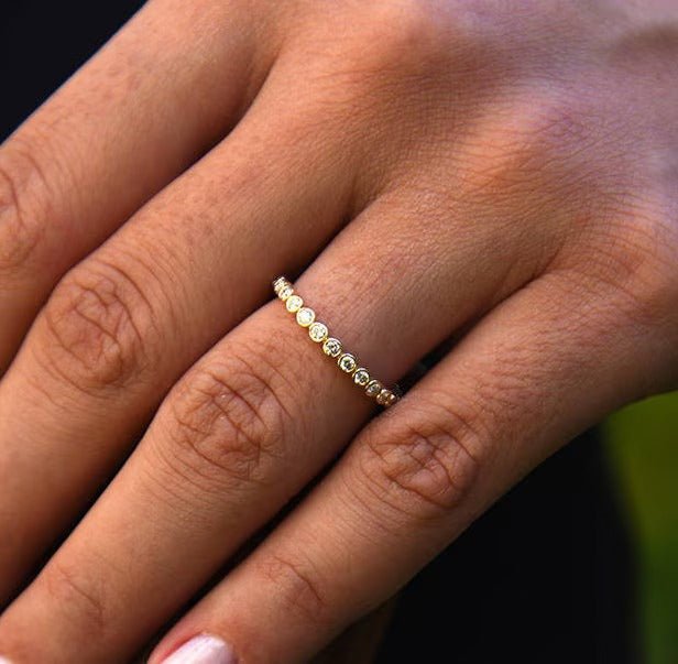 Bezel Set Round Full Eternity Diamond Wedding Band For Her - Doozy Diamonds