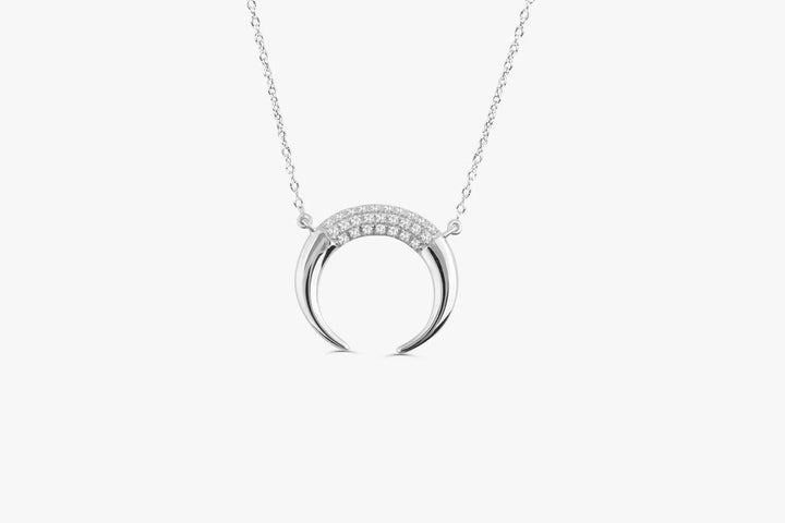Round Cut Horn Moon Diamond Necklace - Doozy Diamonds