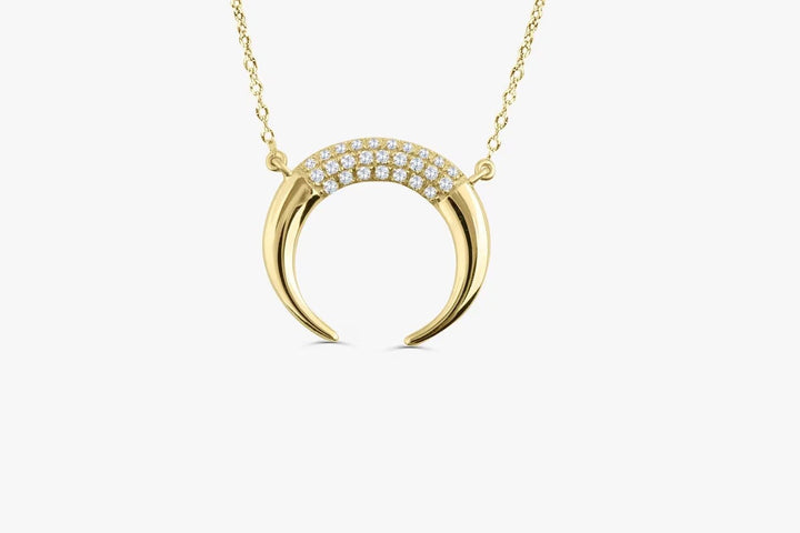Round Cut Horn Moon Diamond Necklace - Doozy Diamonds