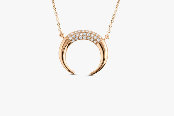 Round Cut Horn Moon Diamond Necklace - Doozy Diamonds