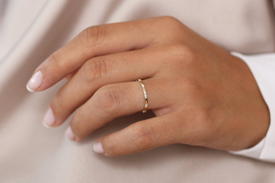 Round Cut Diamond Eternity Stackable Thin Band for Her - Doozy Diamonds