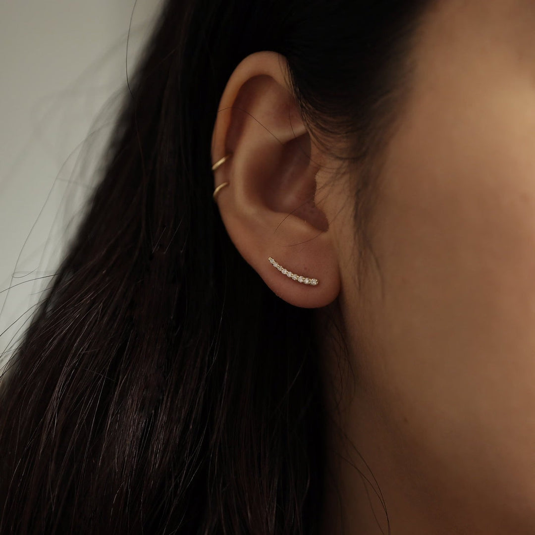 0.11CT Round Climber lab grown diamonds Stud Earrings In 18K Solid Gold - Doozy Diamonds