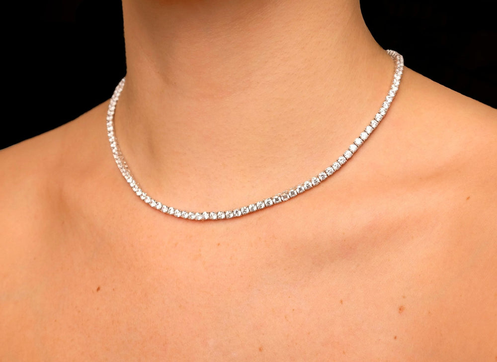 Round Cut Diamond Tennis lab grown diamond Necklace Gift for Women - Doozy Diamonds