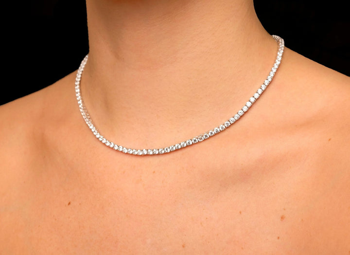 Round Cut Diamond Tennis lab grown diamond Necklace Gift for Women - Doozy Diamonds