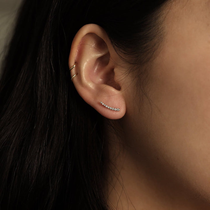 0.11CT Round Climber lab grown diamonds Stud Earrings In 18K Solid Gold - Doozy Diamonds