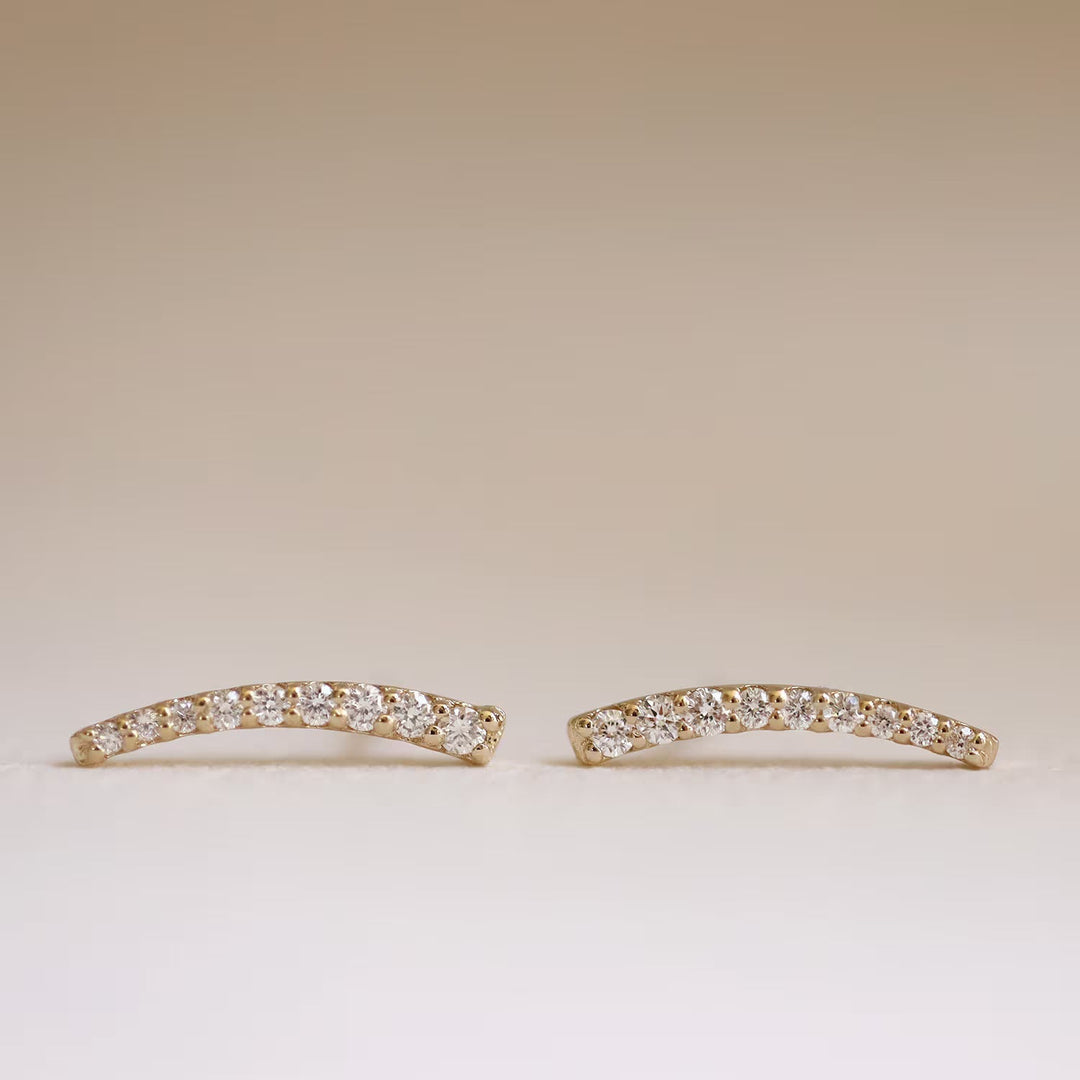 0.11CT Round Climber lab grown diamonds Stud Earrings In 18K Solid Gold - Doozy Diamonds