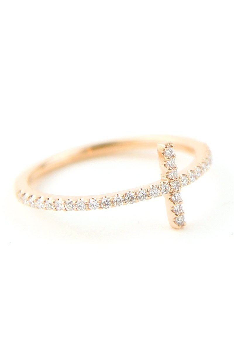 0.1CT Round Cross lab grown diamonds Wedding Band In Solid Gold - Doozy Diamonds