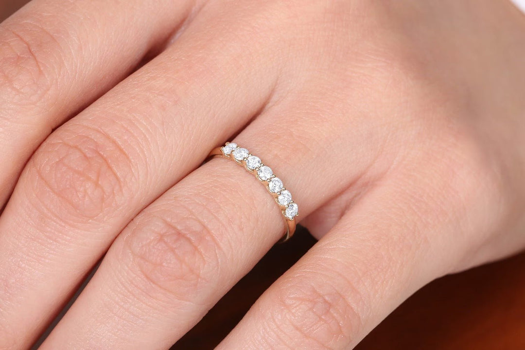 Round Cut Shared Prongs Diamond Band for Women - Doozy Diamonds