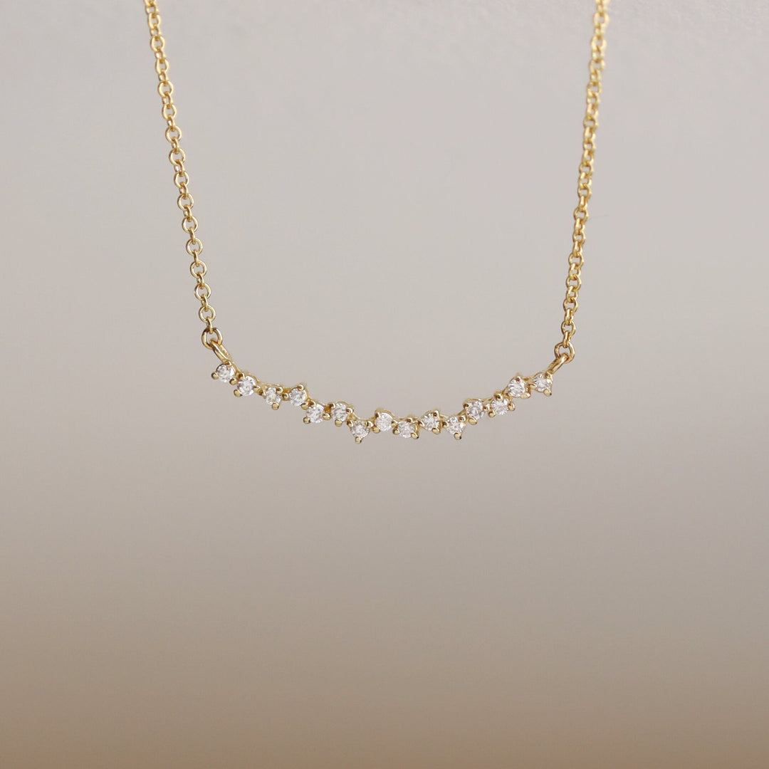 Round Cut Diamond Curved Cluster Necklace for Women - Doozy Diamonds