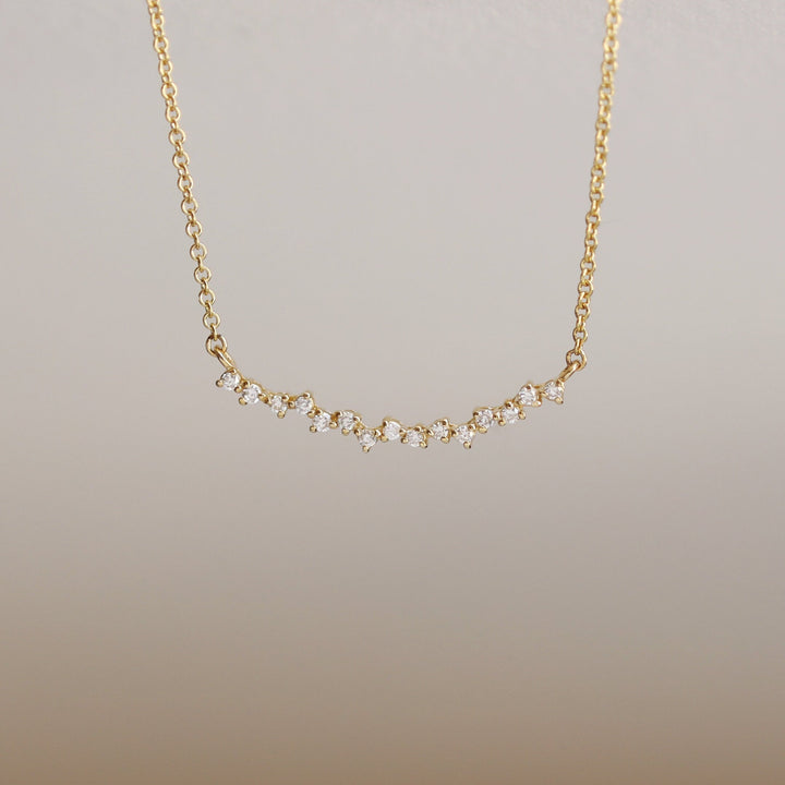 Round Cut Diamond Curved Cluster Necklace for Women - Doozy Diamonds