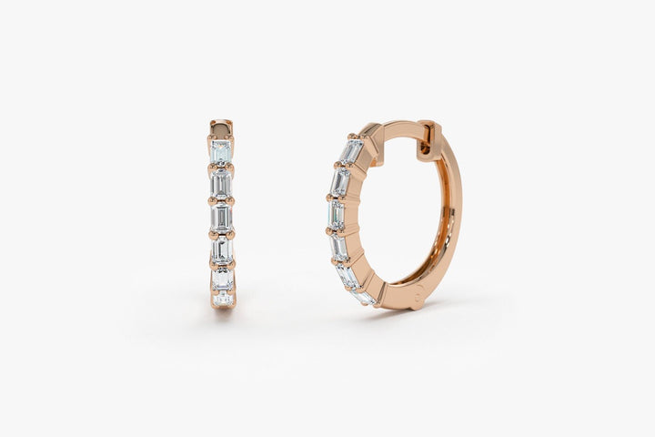 Baguette Cut Diamond lab grown diamond Hoop Earring Gift for Women - Doozy Diamonds