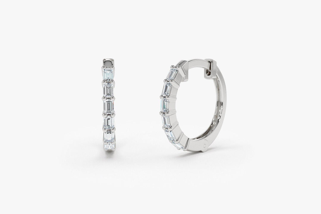 Baguette Cut Diamond lab grown diamond Hoop Earring Gift for Women - Doozy Diamonds