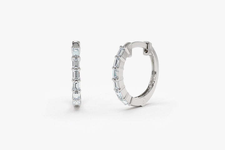 Baguette Cut Diamond lab grown diamond Hoop Earring Gift for Women - Doozy Diamonds