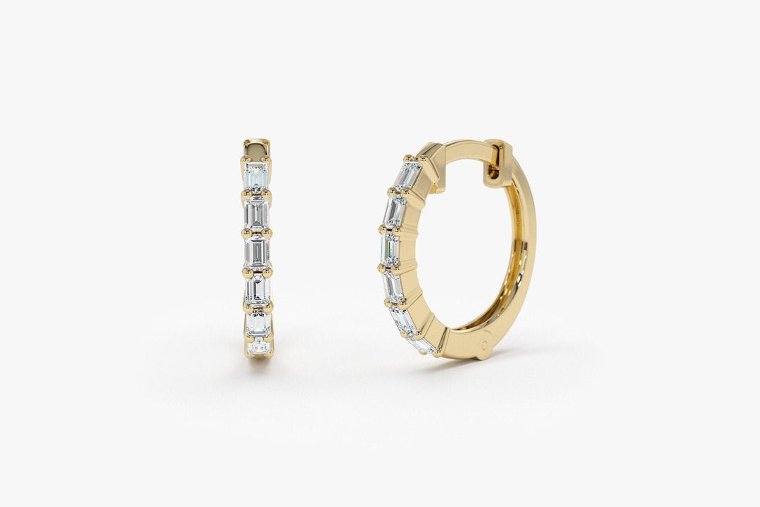 Baguette Cut Diamond lab grown diamond Hoop Earring Gift for Women - Doozy Diamonds