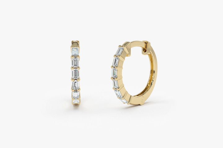 Baguette Cut Diamond lab grown diamond Hoop Earring Gift for Women - Doozy Diamonds