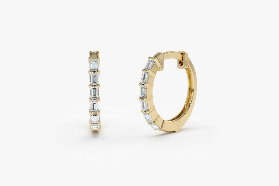 Baguette Cut Diamond lab grown diamond Hoop Earring Gift for Women - Doozy Diamonds