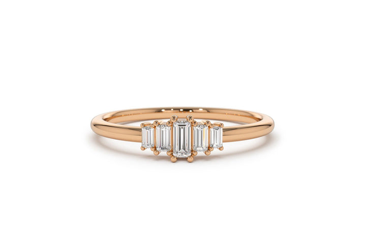 Baguette Cut Diamond Five Stone Wedding Band - Doozy Diamonds