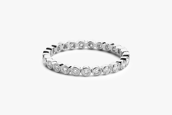 Bezel Set Round Full Eternity Diamond Wedding Band For Her - Doozy Diamonds