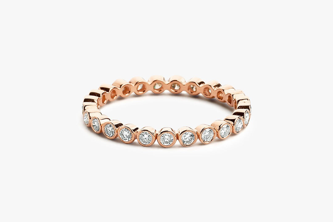 Bezel Set Round Full Eternity Diamond Wedding Band For Her - Doozy Diamonds