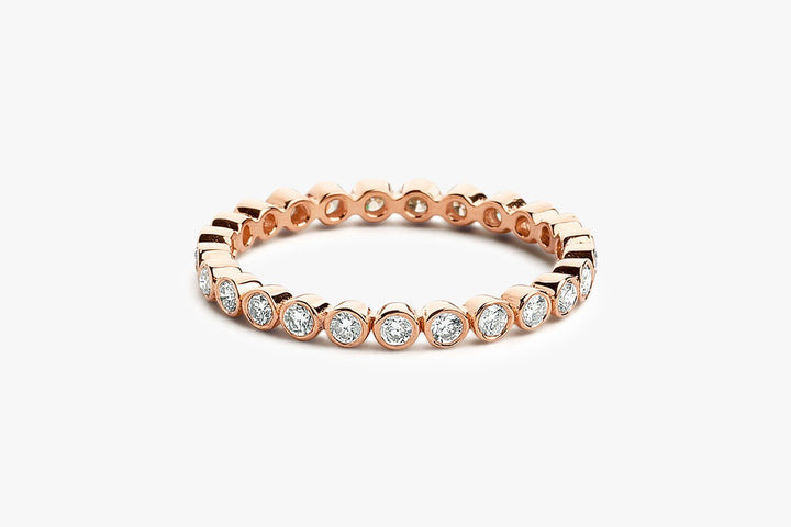 Bezel Set Round Full Eternity Diamond Wedding Band For Her - Doozy Diamonds