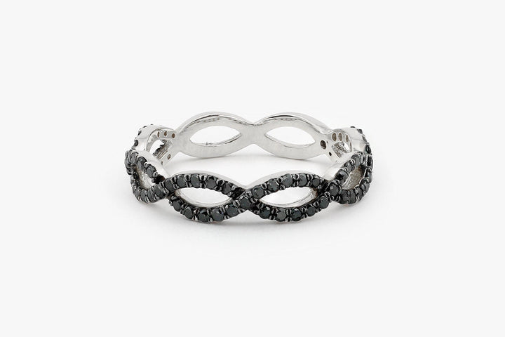 Black Round Cut Infinity Twist Diamond Band for Women - Doozy Diamonds