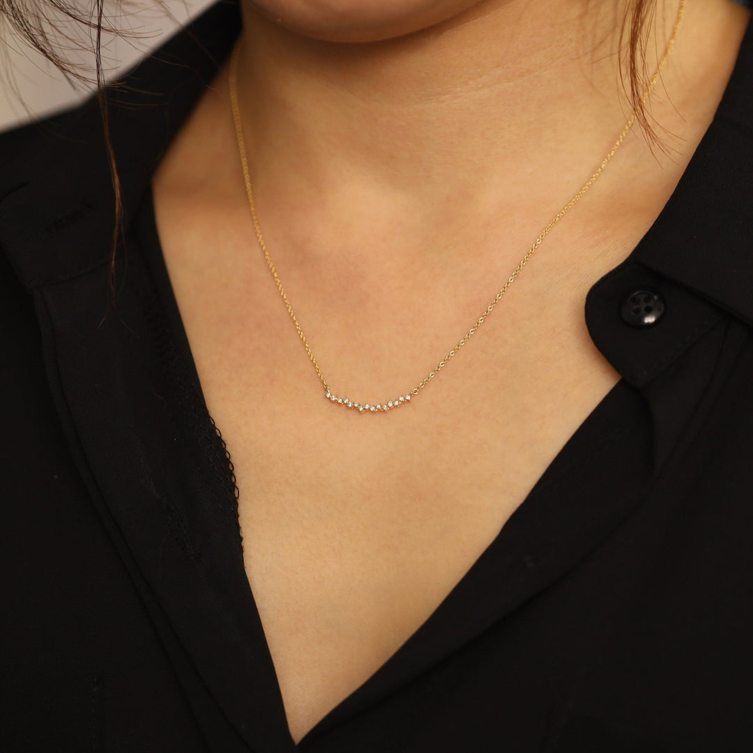 Round Cut Diamond Curved Cluster Necklace for Women - Doozy Diamonds