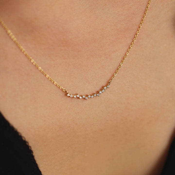Round Cut Diamond Curved Cluster Necklace for Women - Doozy Diamonds