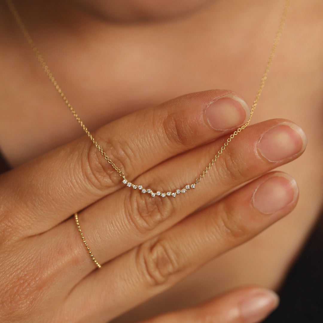 Round Cut Diamond Curved Cluster Necklace for Women - Doozy Diamonds