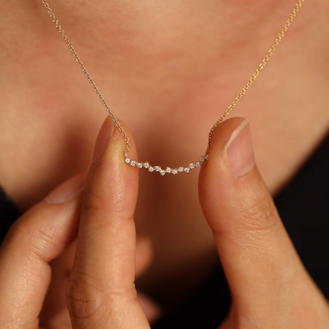 Round Cut Diamond Curved Cluster Necklace for Women - Doozy Diamonds