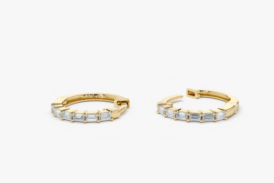 Baguette Cut Diamond lab grown diamond Hoop Earring Gift for Women - Doozy Diamonds