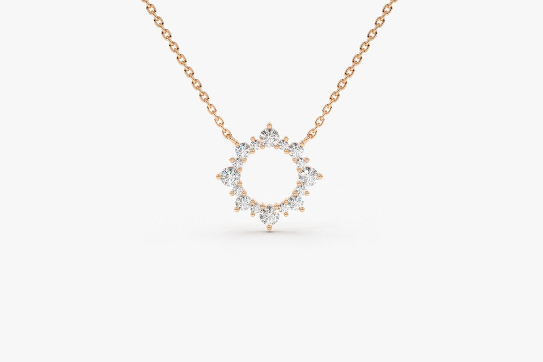 Round Cut Diamond Sun Necklace for Women - Doozy Diamonds