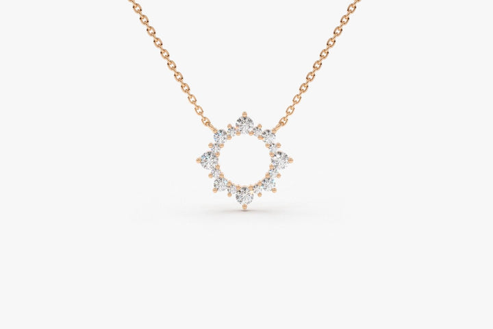 Round Cut Diamond Sun Necklace for Women - Doozy Diamonds